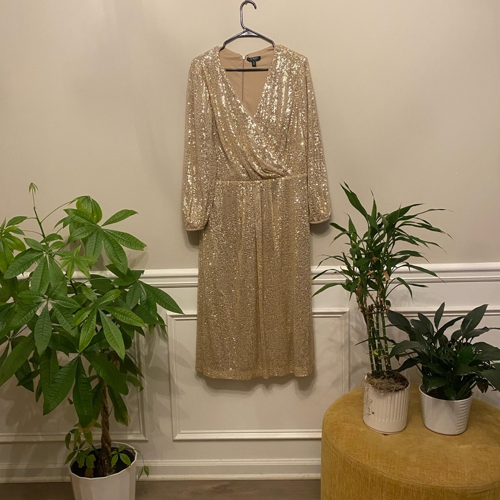 Elegant Lauren Gold Sequin Dress